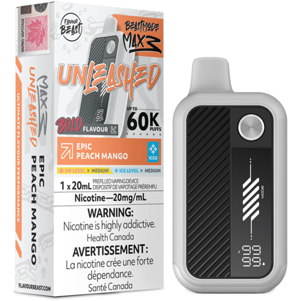 Flavour Beast Unleashed Beast Mode Max 3 - Epic Peach Mango Iced Disposable Vape — 4one6 Vape Toronto