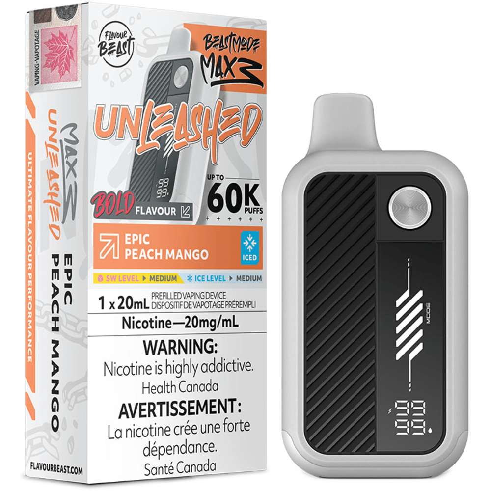 Flavour Beast Unleashed Beast Mode Max 3 - Epic Peach Mango Iced Disposable Vape — buy in Toronto at 4one6 Vape