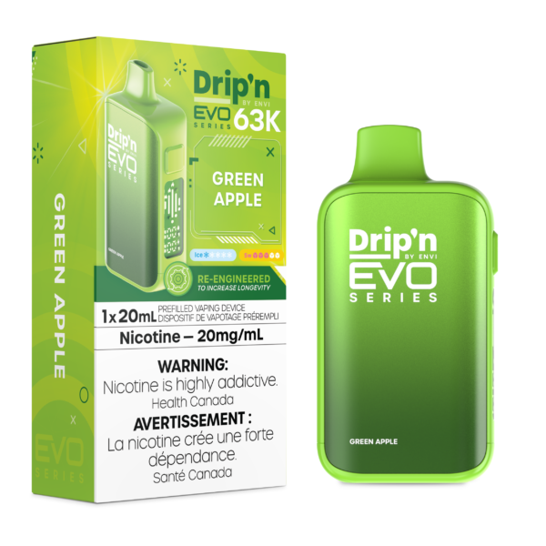 ENVI Drip'n EVO Series 63K - Green Apple Disposable Vape — 4one6 Vape Toronto