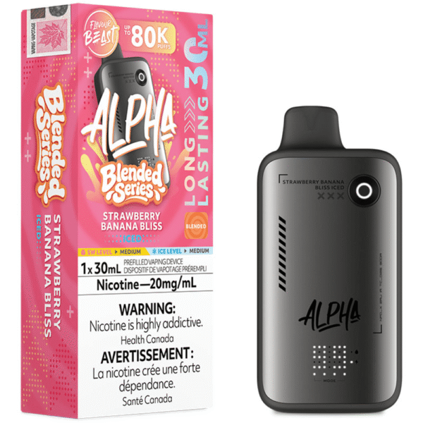 Flavour Beast Alpha 80K - Strawberry Banana Bliss Iced Disposable Vape — 4one6 Vape Toronto