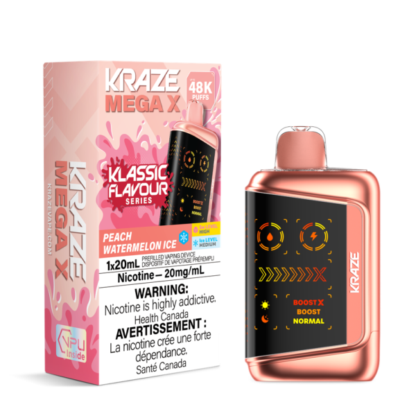 Kraze Mega X Klassic - Peach Watermelon Ice Disposable Vape — 4one6 Vape Toronto