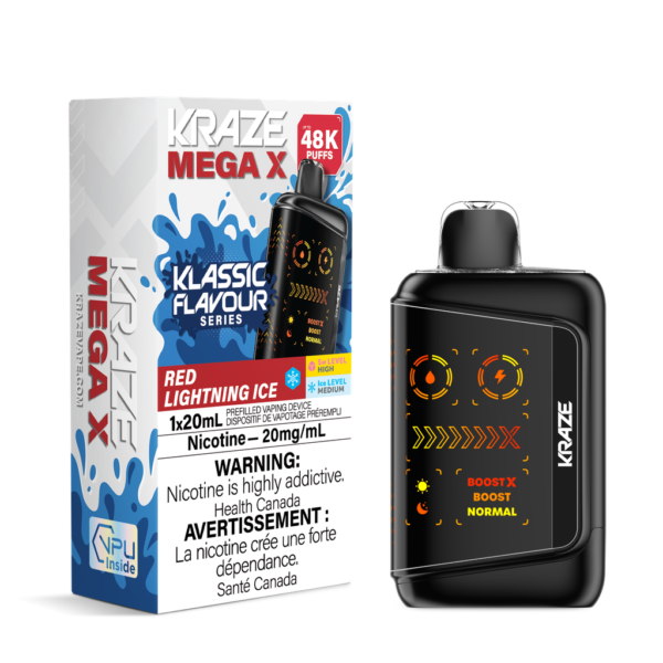 Kraze Mega X Klassic - Red Lighting Ice Disposable Vape — 4one6 Vape Toronto