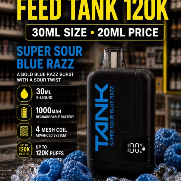 Feed Tank 120K — Super Sour Blue Razz