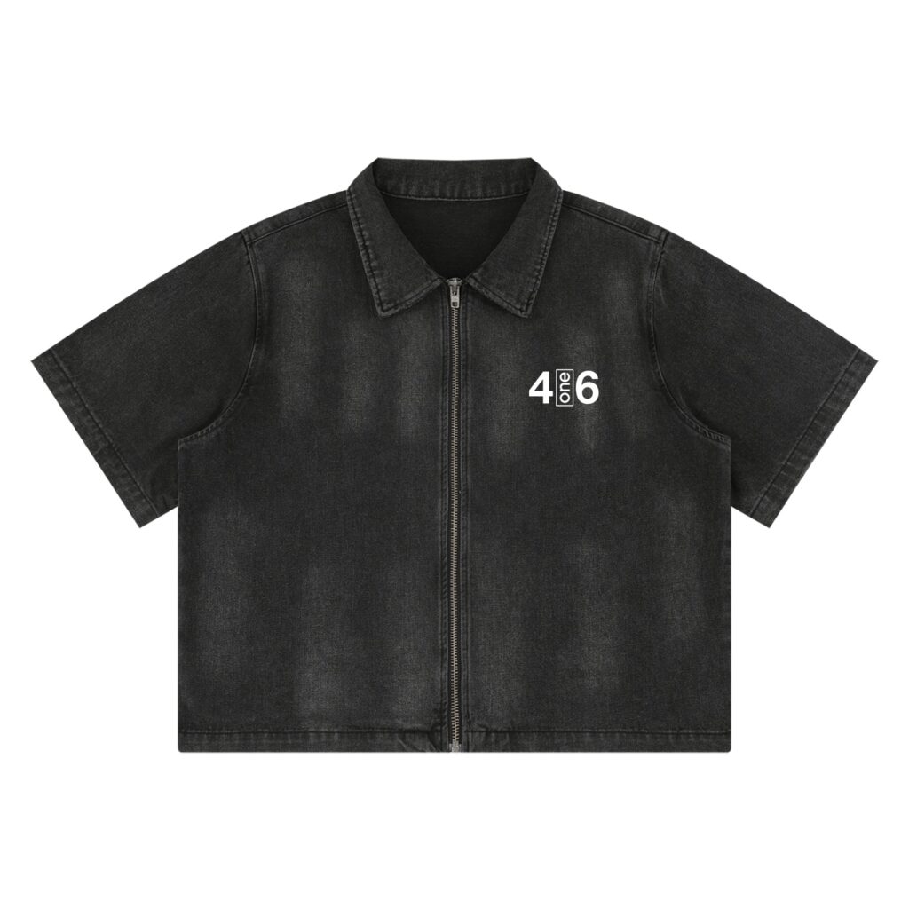 Unisex Vintage Washed Full-Zip Denim Shirt