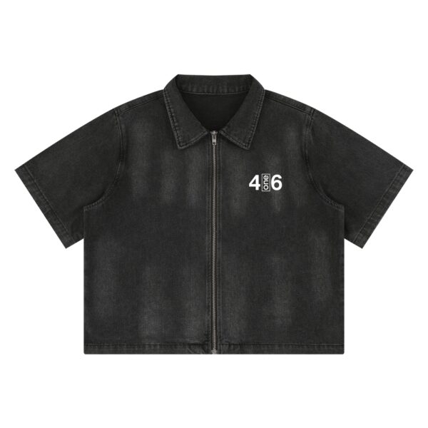 Unisex Vintage Washed Full-Zip Denim Shirt — 4one6 Vape Toronto
