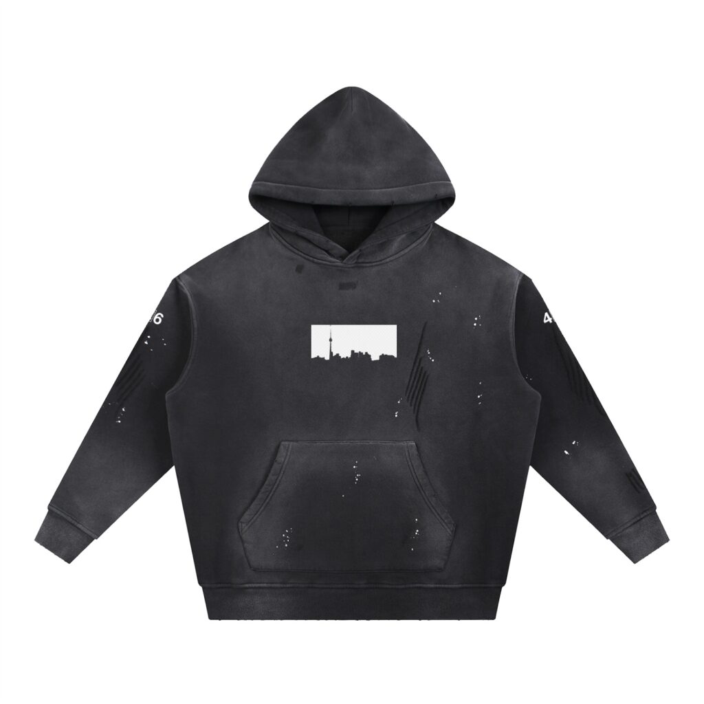 Vintage Washed Frayed Fleece Hoodie