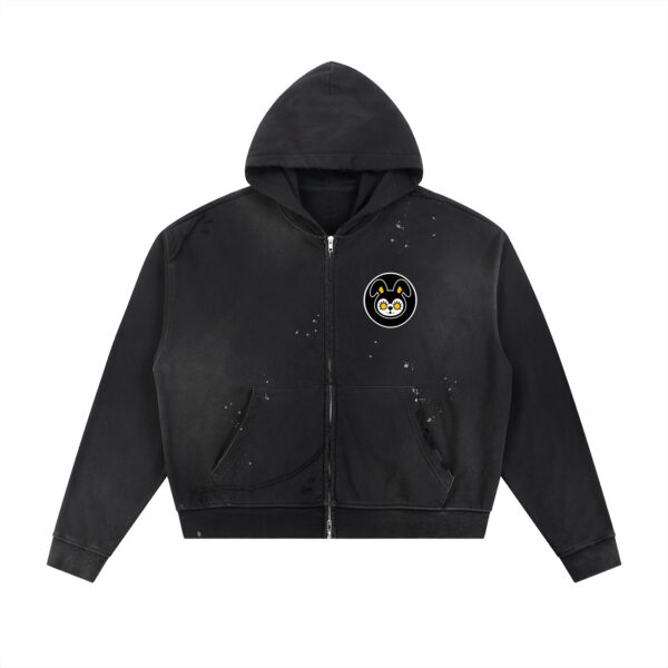 Sun Fade Frayed Raw Edge Fleece Zip Hoodie — 4one6 Vape Toronto