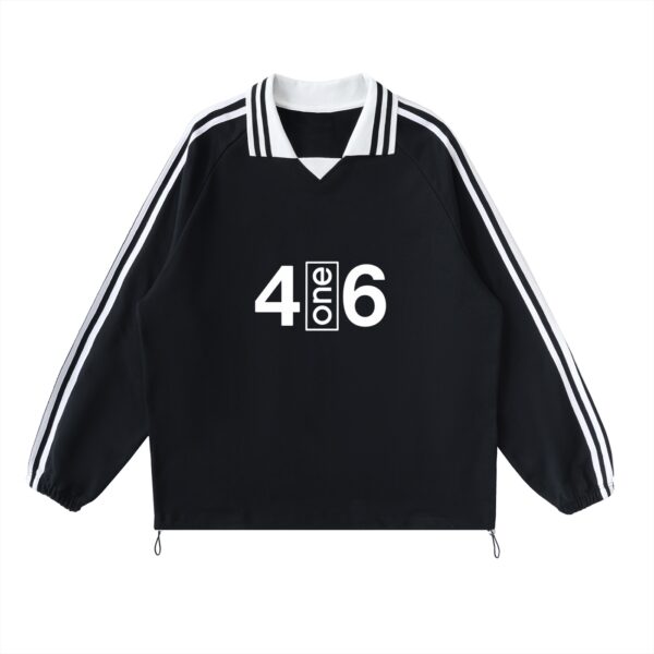 Contrast Striped Lapel Collar Sweatshirt — 4one6 Vape Toronto