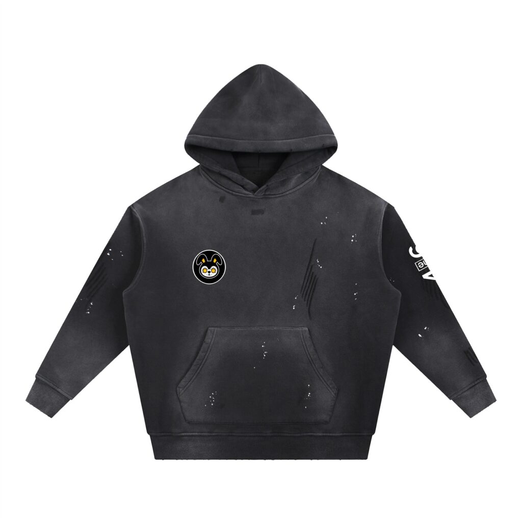Vintage Washed Frayed Fleece Hoodie — 4ONE6 Merch, Toronto
