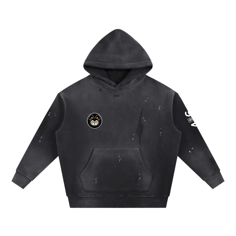 Vintage Washed Frayed Fleece Hoodie — 4ONE6 Merch, Toronto